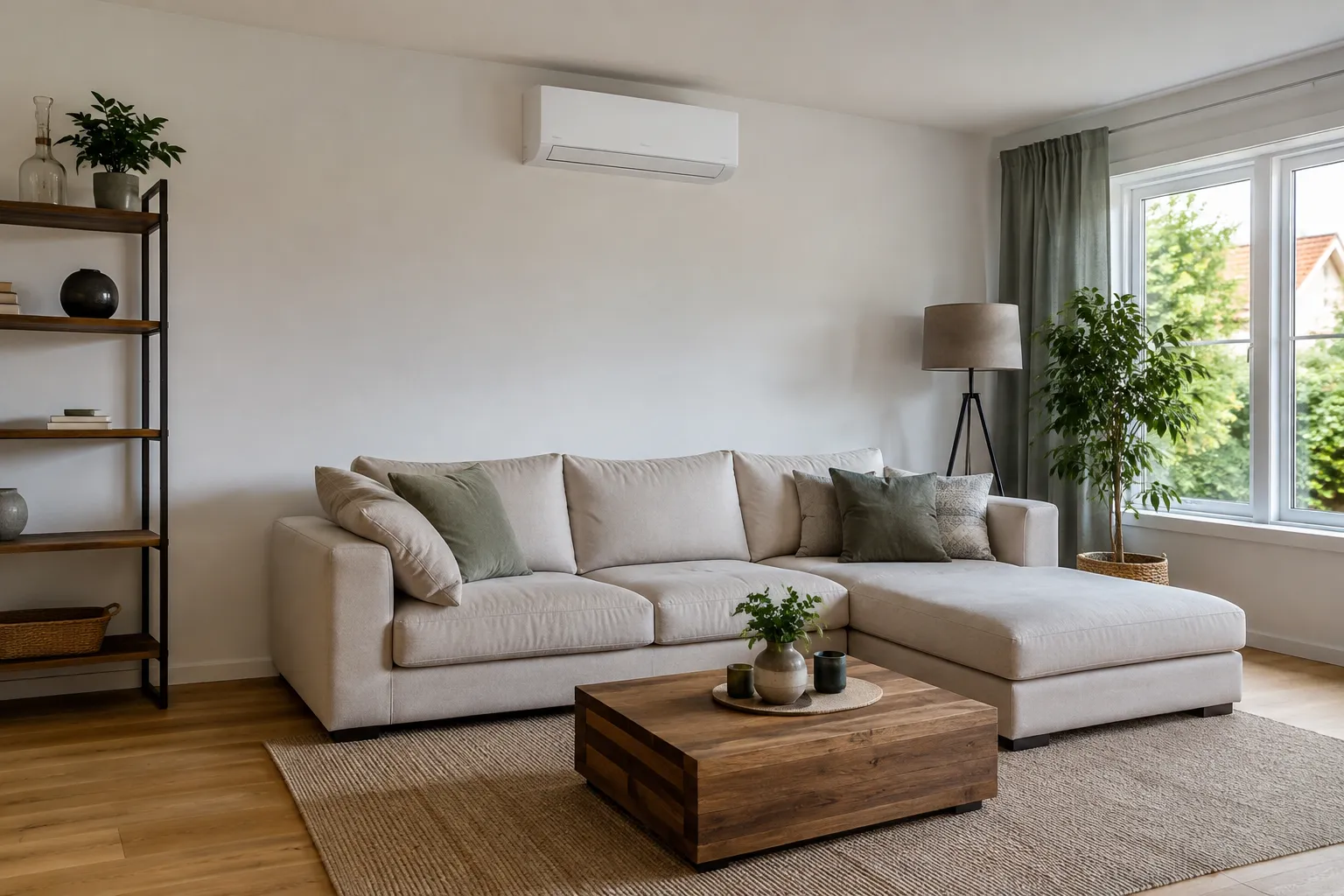 KI-generierte Beispieldarstellung einer Klimaanlage im Wohnraum